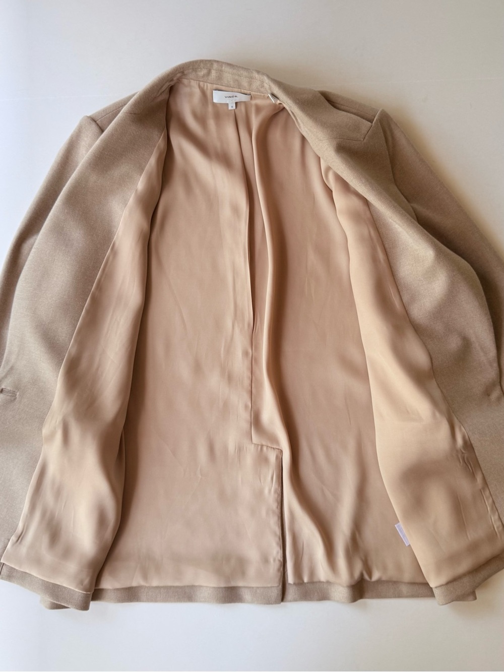 Vince Viscose Wool Blend Single Button Notched Lapel Blazer Jacket Tan Camel 12 - Picture 6 of 9